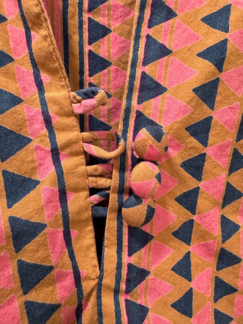 Oliphant Mandarin Balloon Blouse Top Tribal Boho Flowy Small *Button FLAW - Picture 15 of 16